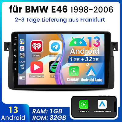 9'' Android 13 Autoradio CarPlay Für BMW E46 3er 318 320 GPS NAVI WiFi Kamera RDS