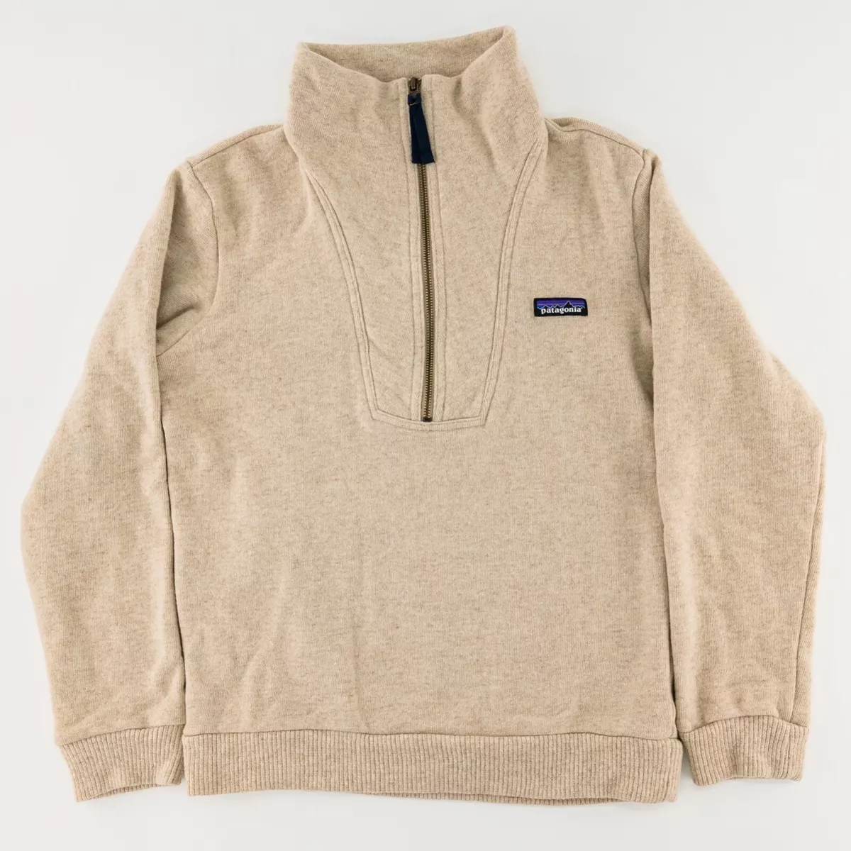 Patagonia Mens Small Woolie Fleece Pullover Sweater Jacket 1 4 Zip Oatmeal