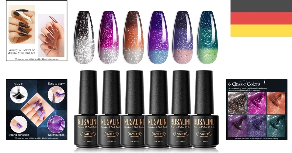 UV Nagellack Set, 6 Farben, Thermogel, French Manicure, Damen, Geschenk - Bild 2 von 4