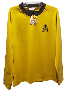 STAR TREK NEXT GENERATION MEN'S GOLD & BLACK COMMANDER COSTUME SHIRT XL~NEW~