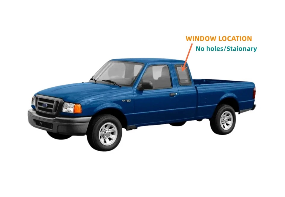 Left Quarter Glass STA. For 93-97 Ford Ranger/Mazda B2300 B3000 B4000 EXT Cab Foto 3 de 3