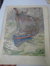VICTORIAN LITHOGRAPH RNLI  LIFEBOAT   TO CLEAN AND RESTORE