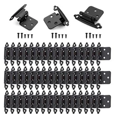 50 Pcs Matte Black Overlay Cabinet Door Hinges 1/2" Overlay Self Closing Hinges 
