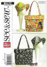 Large Purse Tote Market Bag Floppy  Sun Hat Sewing Pattern UNCUT Retro Style