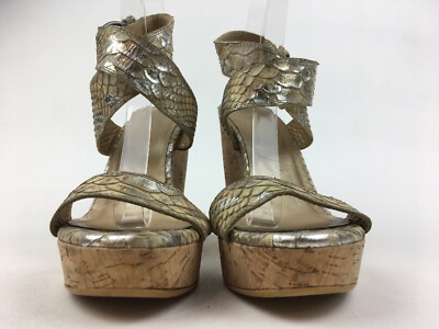 Sandales Compensées Stuart Weitzman - Taille 6 M, Beige, Sangle Cheville, Occasion