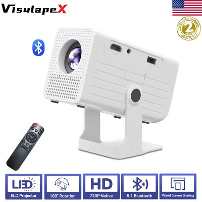 VISULAPEX 4K Mini Projector 10000LMS Power Bank Powered Bluetooth Portable Home Theater US