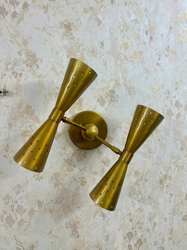 Modern Style mid-Century Bow tie Dual Cone Wall Sconce Light Fixture - Picture 2 of 7