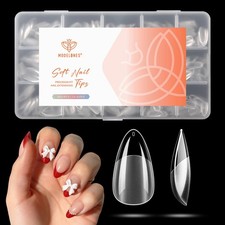 Short Almond Nail Tips, 360pcs Pre-etched Cle...