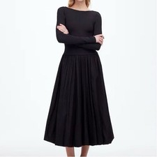 NWT Madewell Women's Black Bubble-Hem Midi Dress Size 6 Party/Cocktail