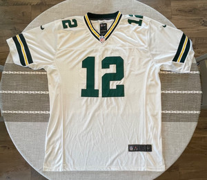 Nike Green Bay Packers Aaron Rodgers 12 Stitched Jersey White Mens Size 48 L