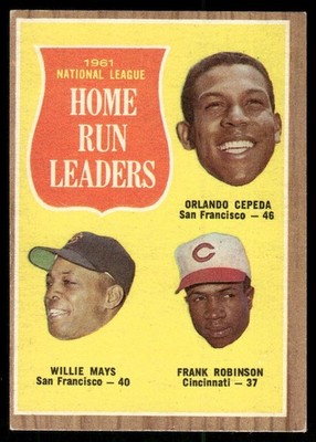 VG-EX WILLIE MAYS CEPEDA ROBINSON HOFx3 1962 TOPPS #54 UNCREASED MLB *TPHLC-6443
