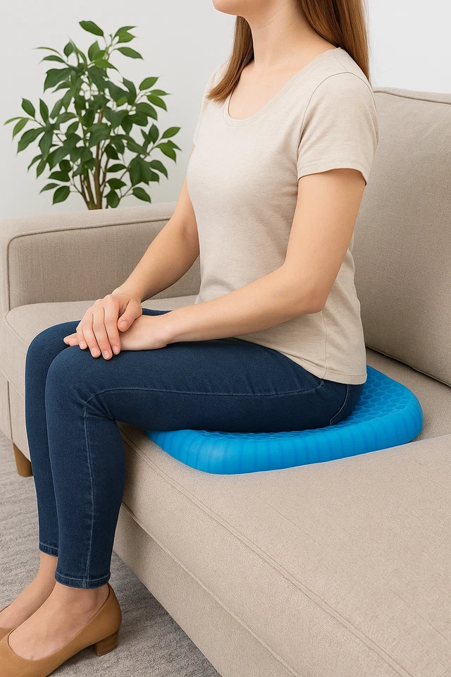 Paquete de 2 cojines de asiento de gel de panal 14x12 doble grueso antideslizante cubierta transpirable Foto 4 de 4