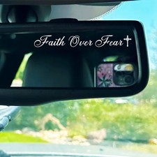 Set 3Pcs Faith Over Fear Rearview Mirror Decal Christian