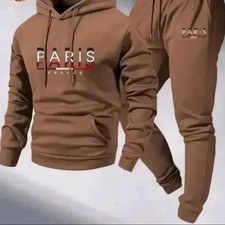 Paris Grey Brown Fleece Tracksuit Set - Size 105