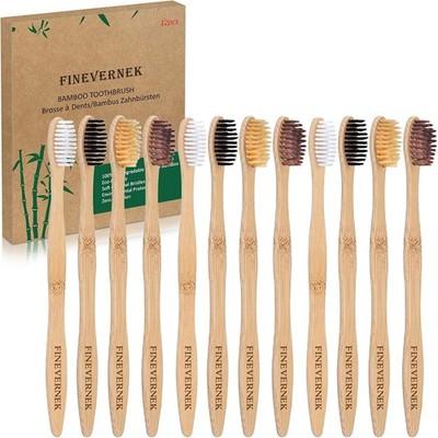 12 Pack Bambus Zahnbürst Holz Zahnbürste Nachhaltige, Biologisch BPA-frei, Biolo