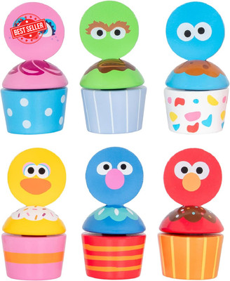 Sesame Street-Wood Mix-N-Match Cupcake Set for Toddlers