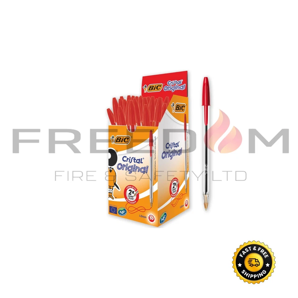 Bic Pens Cristal Biro Medium Ball Point Pen 1.0mm, Black Blue Red, 1 5 10 25 500 - Image 3 of 4