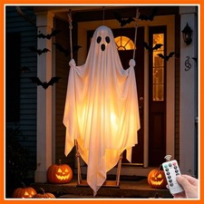 Halloween Hanging Ghost Decorations, 5FT Swinging Ghost with Remote Lights