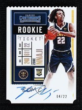 2020-21 Panini Contenders Rookie Ticket Stub 4/22 Zeke Nnaji #133 Auto 9w4