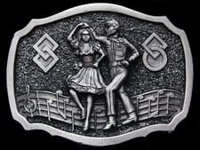JL27108 VINTAGE 1984  SQUARE DANCING  WESTERN STYLE PEWTER BELT BUCKLE