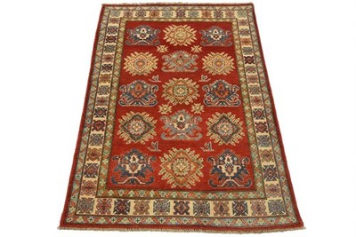 Kazak Rug 3 11  x 5 3  Red Wool Tribal Hand-Knotted Oriental Carpet