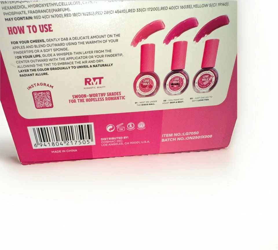 Love Holic Lip & Cheek Tint Set 3pc Romantic Beauty Blush Stain Trio New Sealed - Image 4 of 4