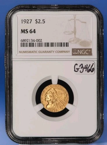 1927 $2.5 Indian Head Gold Quarter "NGC MS-64" -  Nice Tone****