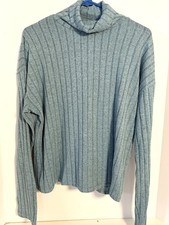 Womens Ribbed Lounge Set Blue 2Pc Turtleneck ...