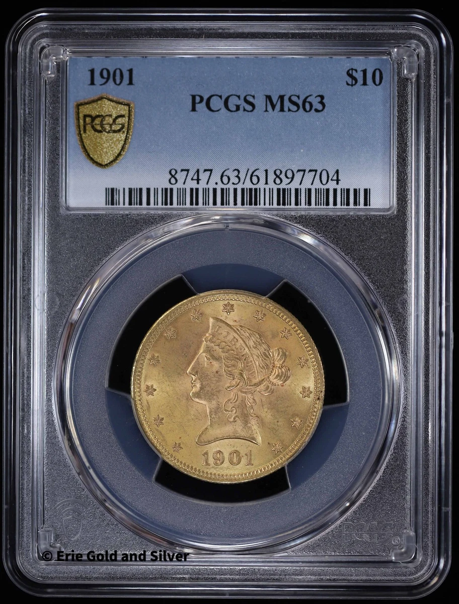 MS 63 Graded 1901 Year Eagle $10 US Gold Coins (Pre - 1933) for