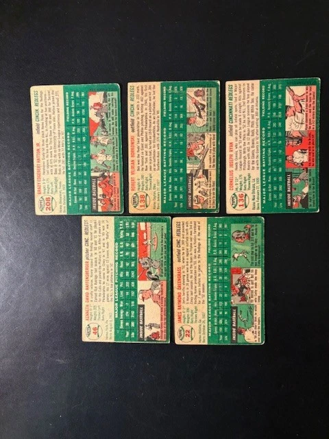 Lote de 5 béisbol 1954 Topps diferentes todos los Redlegs. Bueno a muy buen estado Jim Greengrass Foto 2 de 2