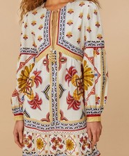 Farm Rio Off-White Marys Tiles Lenzing Ecovero Euroflax Mini Dress NWT Size XL