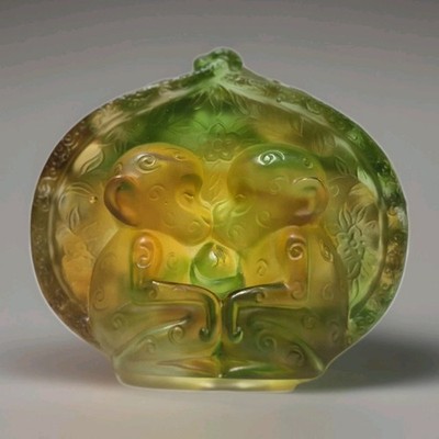 NWB Stunning Liuli Gongfang 2011 Signed Art Glass Monkey Love 2311 Of 2800 