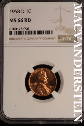 1958-D Lincoln Wheat Cent - NGC MS 66 RD - Brilliant Uncirculated  #SLE109