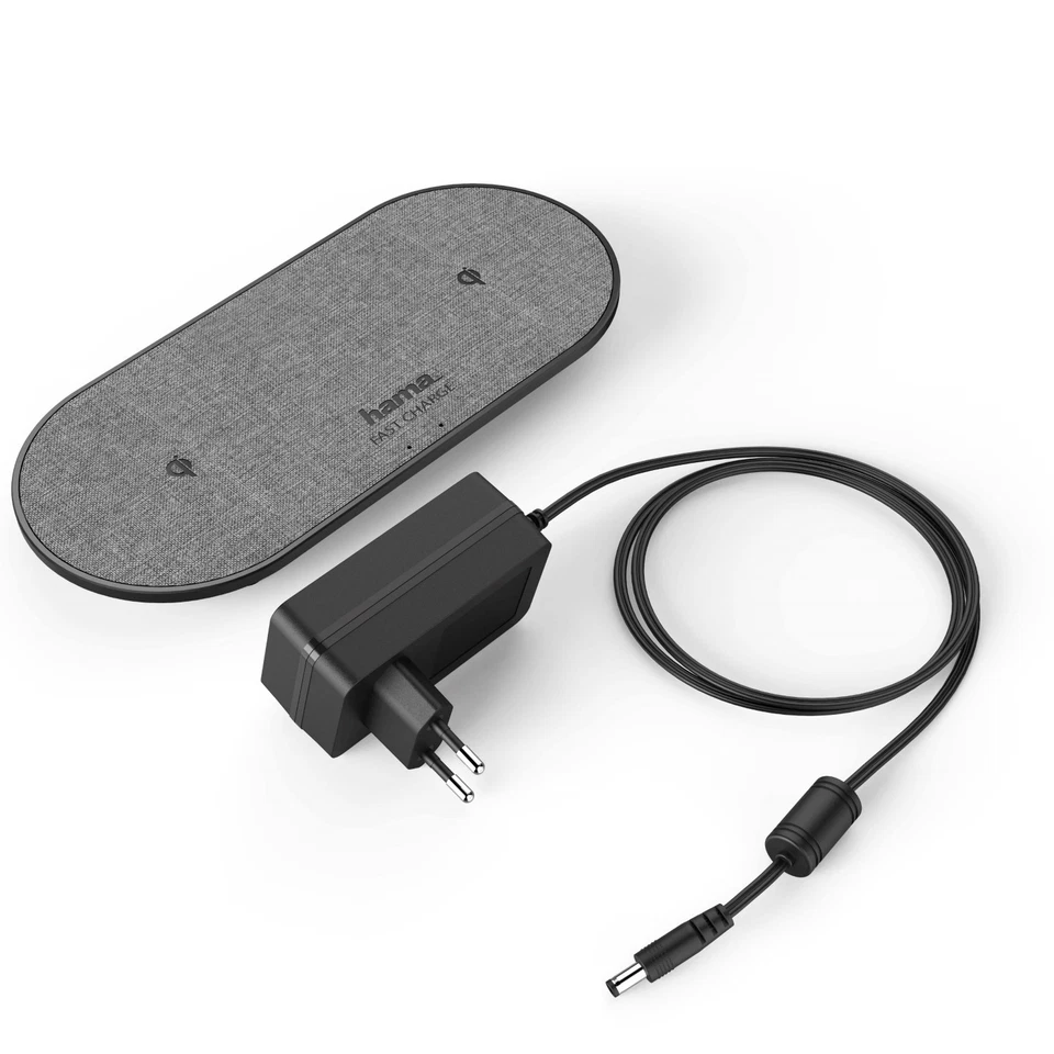 Hama DUAL QI Wireless Charger + Netzteil 2x Schnell Ladegerät Lader Ladestation - Bild 2 von 4