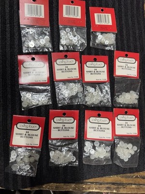 Lot of 11 Packages- Loving Touch Shirt & Blouse Buttons 24 in each, Clear  T1938