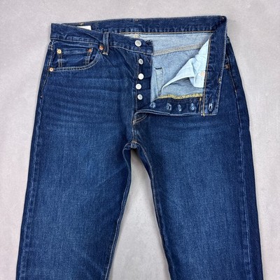 Levis 501 Jeans Mens 34x34 Blue Premium Big E Modern Button Fly Denim Pants Dark