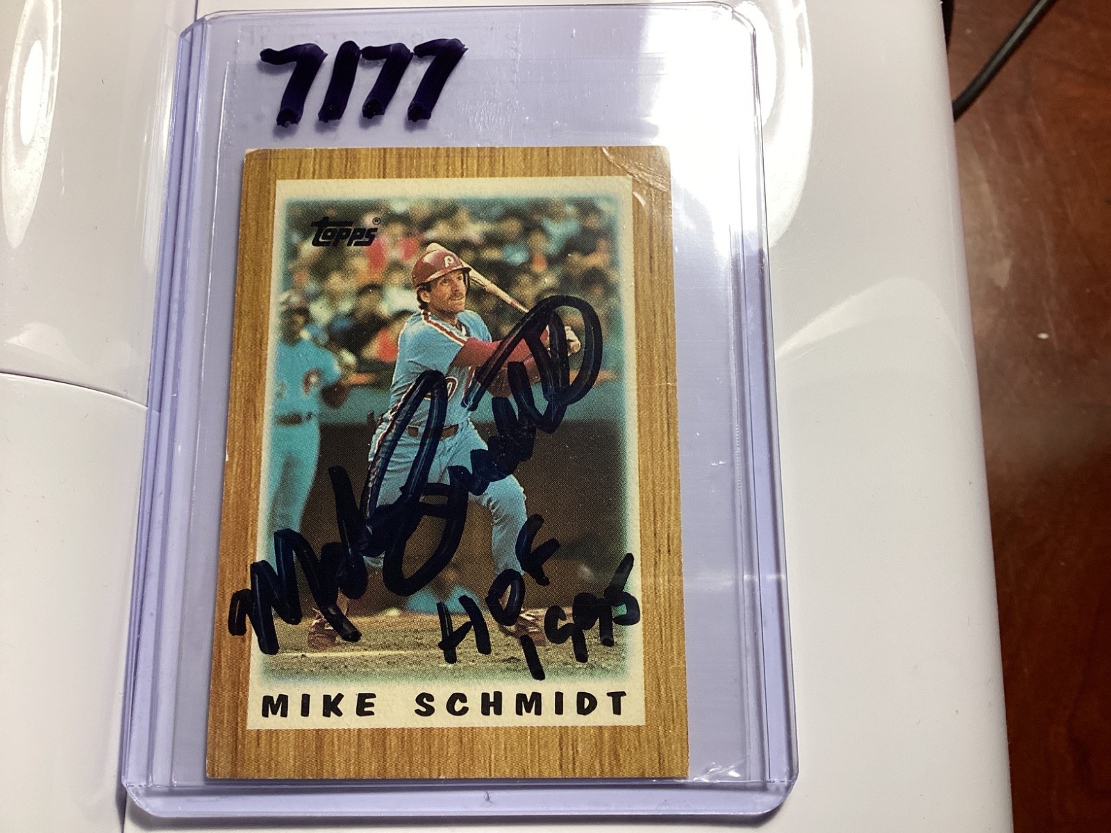 1987 Topps League Leaders Minis- MIKE SCHMIDT, #30, ✒️🥎 AUTOGRAPHED 🥎🖋️