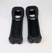 Set 2 Nintendo Wii OEM Black Remote Rubber Silicone Gel Cover Sleeve (RVL-022)