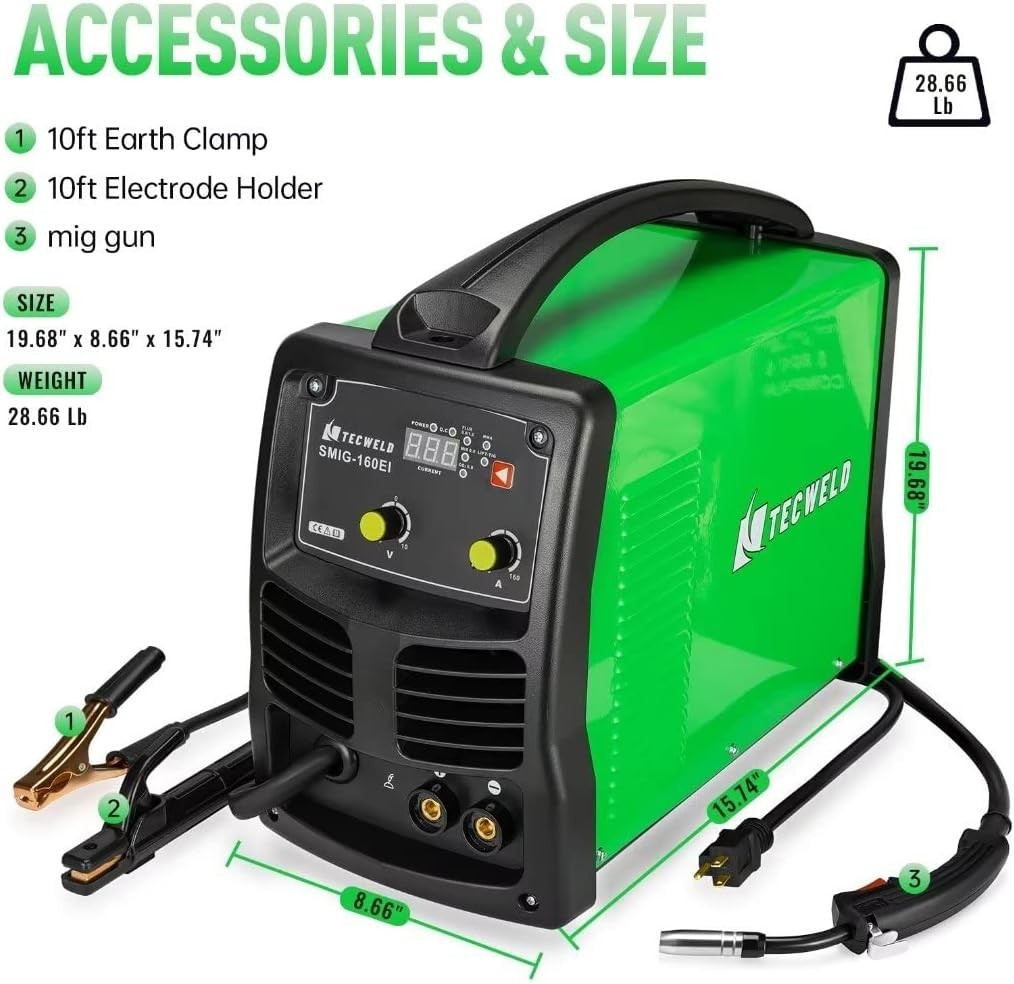 TECWELD 140Amp 120V Mig Welder,Flux Core Arc Stick Wire  Multiprocess