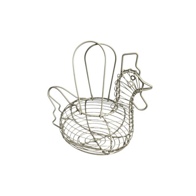 Vintage Huhn Henne weiß Draht Eierkorb Halter Aufbewahrung Küche Ostern Deko