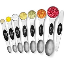 Upgraded Magnetic Measuring Spoons Set Stainless Steel Dual Sided Stackable for