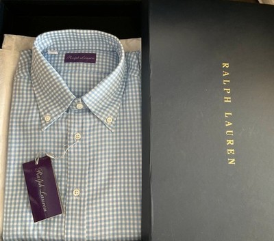 Ralph Lauren Purple Label Blue Gingham Button-Down Dress Shirt NWT