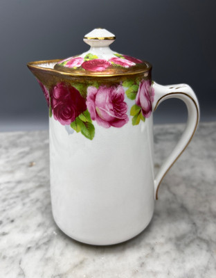 Royal Albert Old English Rose Crown China Heavy Gold Hot Water Pot Vintage RARE