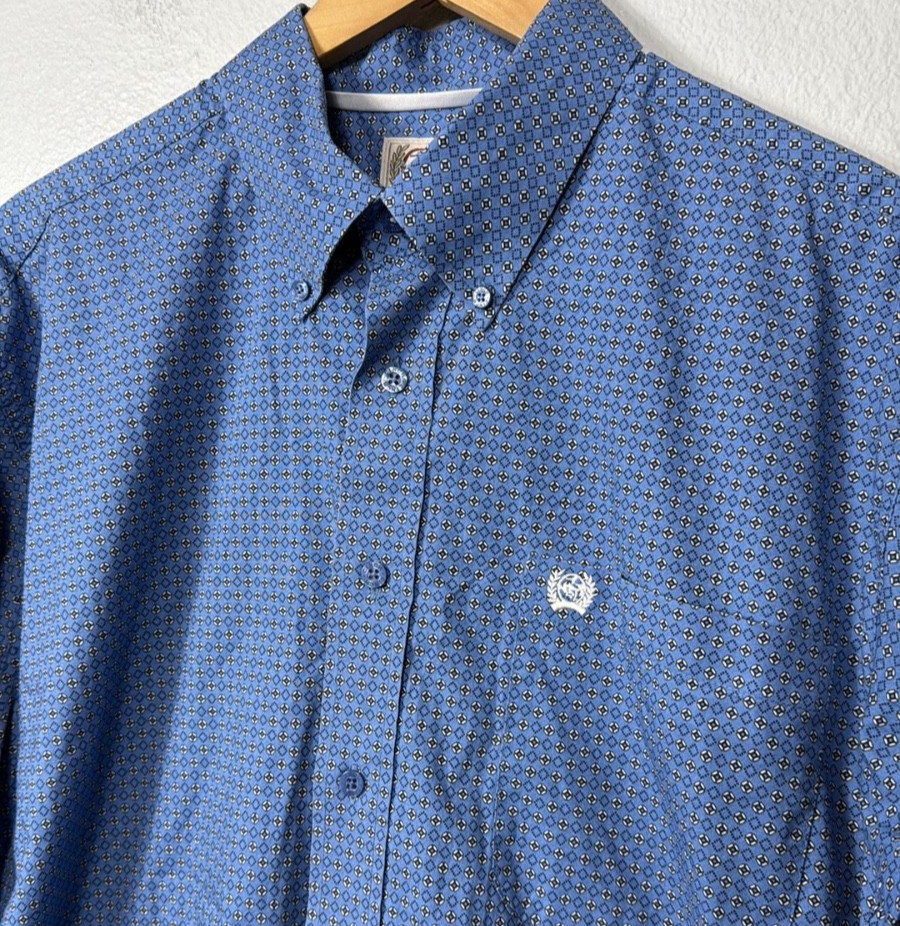 Cinch Men's Medium Patterned Button Down Shirt Lo… - image 1