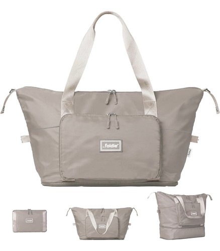 The Foldie® 4.0 Travel Duffle - Water Resistant - Expandable Bottom - Beige