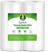Syntus Vacuum Sealer Bags, 2 Rolls 8 X 50' Commercial Grade Bag Rolls, BPA Free