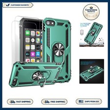 Military-Grade iPod Touch 5/6/7 Case, Cyan with Built-in Kickstand Protectors