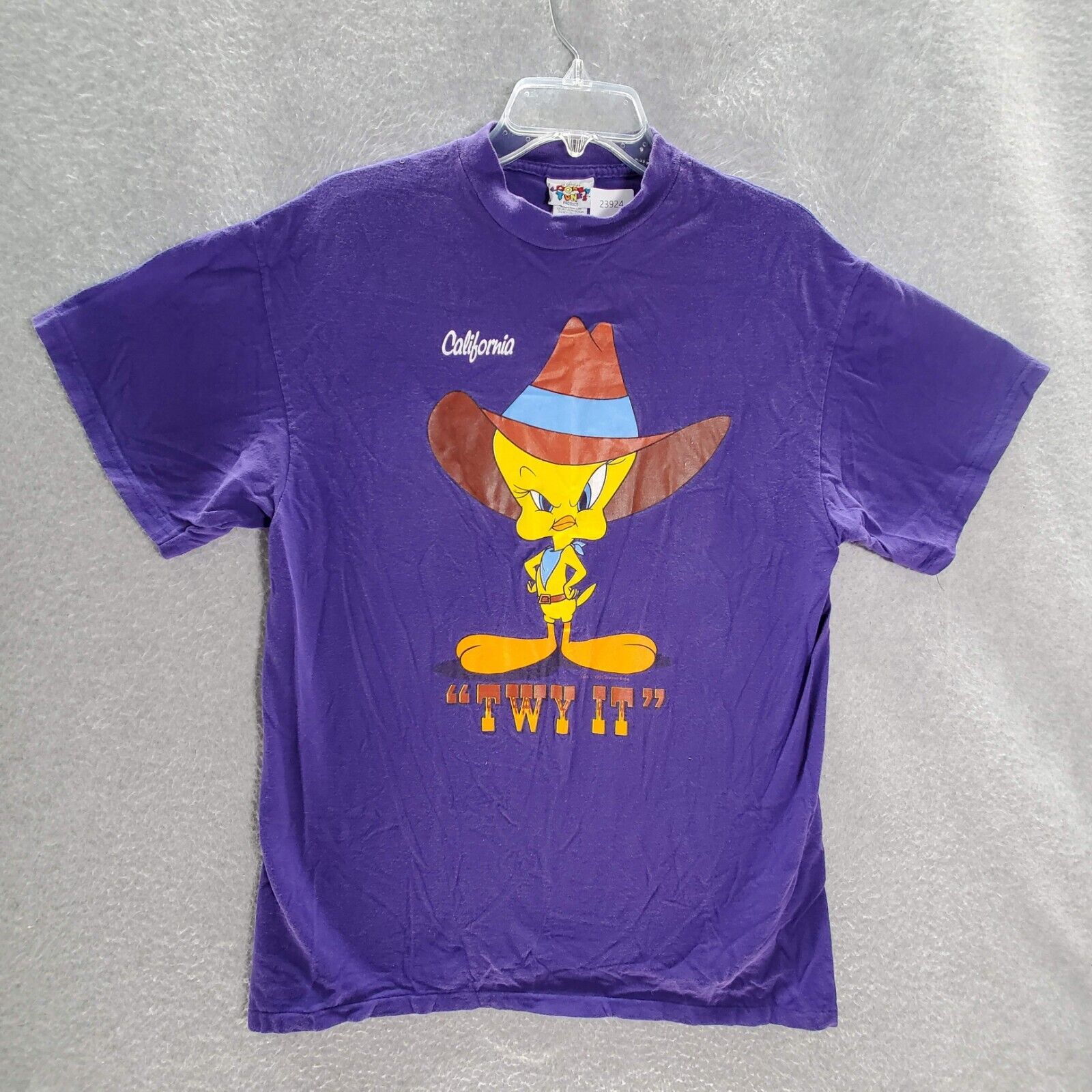 Looney Tunes Men T-Shirt Large Purple Tweety Twy It Cowboy California '93  Graphi | eBay