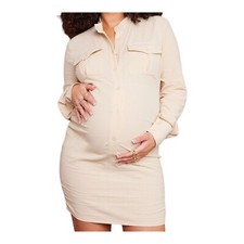 PRETTY LITTLE THING Womens maternity shirt dress button front long sleeve Size 8
