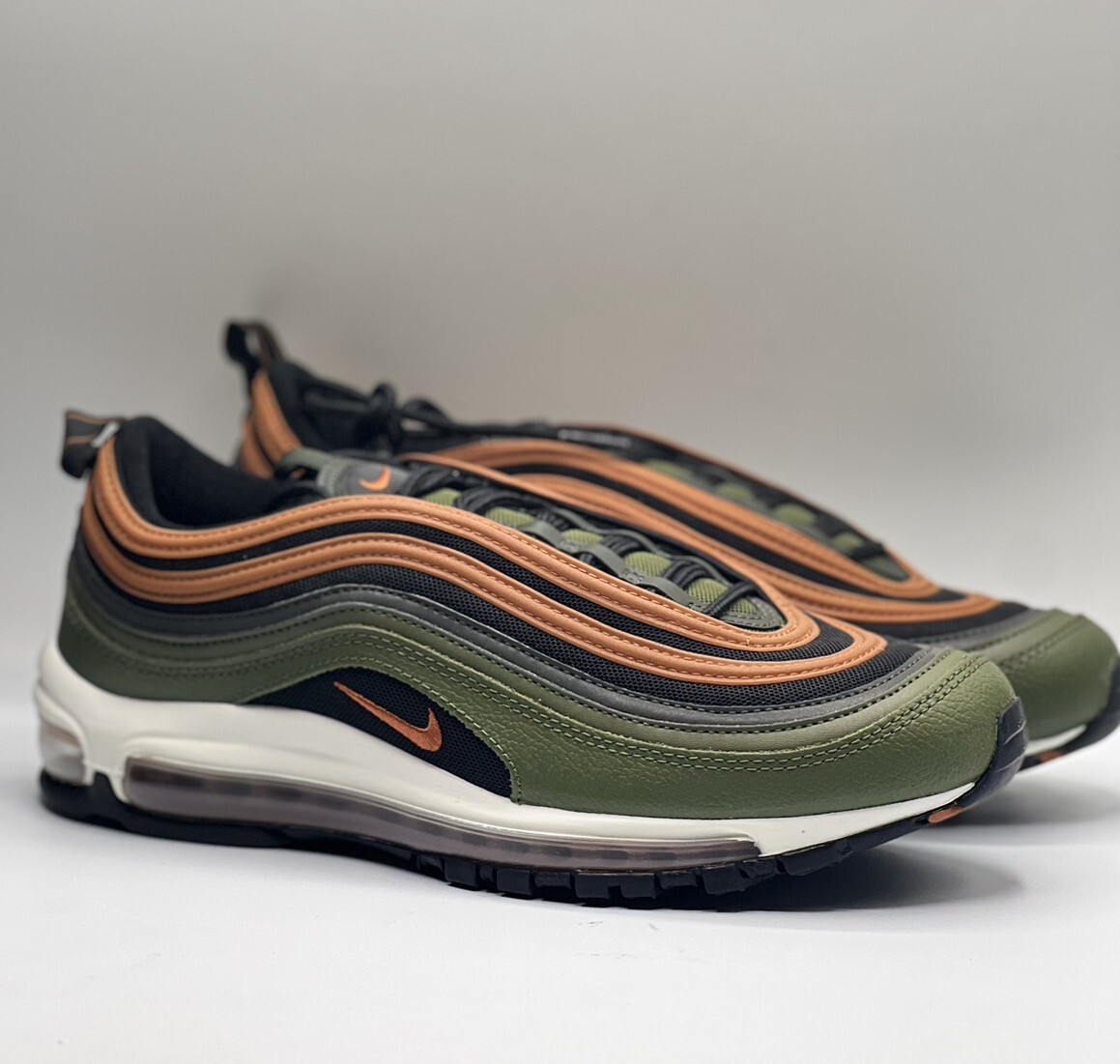 olive green and orange air max 97